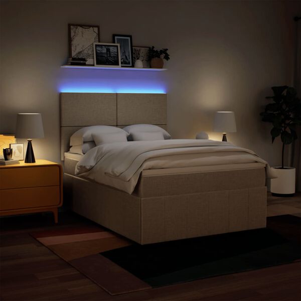 vidaXL Boxspringbett mit Matratze Creme 140x200 cm Stoff