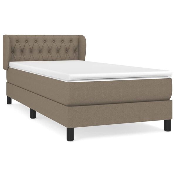 vidaXL Boxspringbett mit Matratze Taupe 90x200 cm Stoff