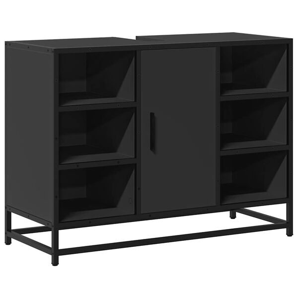 vidaXL Waschbeckenunterschrank Schwarz 80x33x60 cm Holzwerkstoff