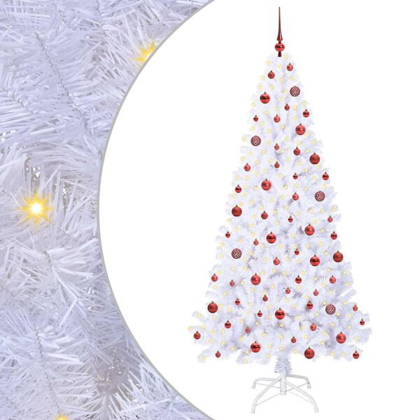 vidaXL K&uuml;nstlicher Weihnachtsbaum Wei&szlig; 210 cm PVC und Stahl