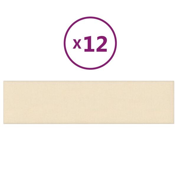 vidaXL Wandpaneele 12 Stk. Creme 60x15 cm Stoff 1,08 m²