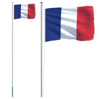 vidaXL Französische Flagge mit Mast 6,23 m Aluminium