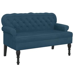 vidaXL Sitzbank mit R&uuml;ckenlehne Blau 119,5x64,5x75 cm Samt