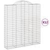 vidaXL Gabionen mit Hochbogen 12Stk. 200x50x220/240cm Verzinktes Eisen