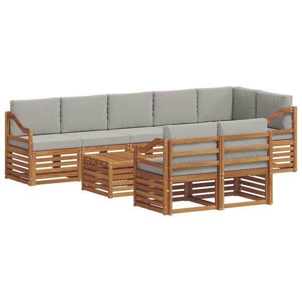 vidaXL Sofagarnituren 9 pcs Nat&uuml;rlich und Hellgrau Massivholz Akazie