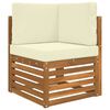 vidaXL Ecksofa Set mit Kissen 6 pcs Natur und Creme Massivholz Akazie