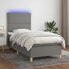 vidaXL Boxspringbett mit Matratze & LED Dunkelgrau 90x190 cm Stoff