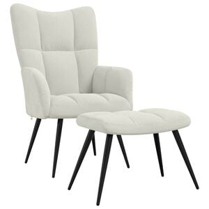 vidaXL Relaxsessel mit Hocker Cremewei&szlig; Samt