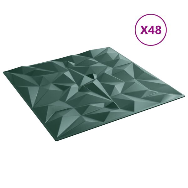 vidaXL Wandpaneele 48 Stk. Grün 50x50 cm XPS 12 m² Amethyst