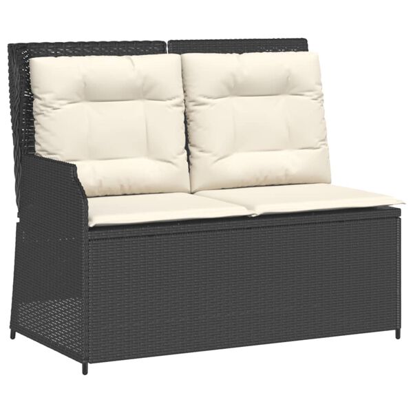 vidaXL 3-tlg. Garten-Sofagarnitur mit Kissen Schwarz Poly Rattan