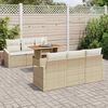 vidaXL Garten-Sofa-Set mit Speicher 7 pcs Beige Poly Rattan