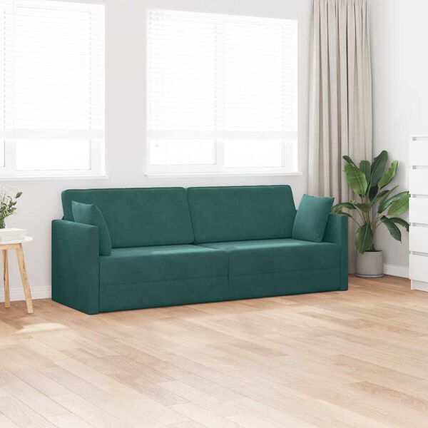 vidaXL Boden-Sofa-Bett 200cm Dunkelgr&uuml;n Samt