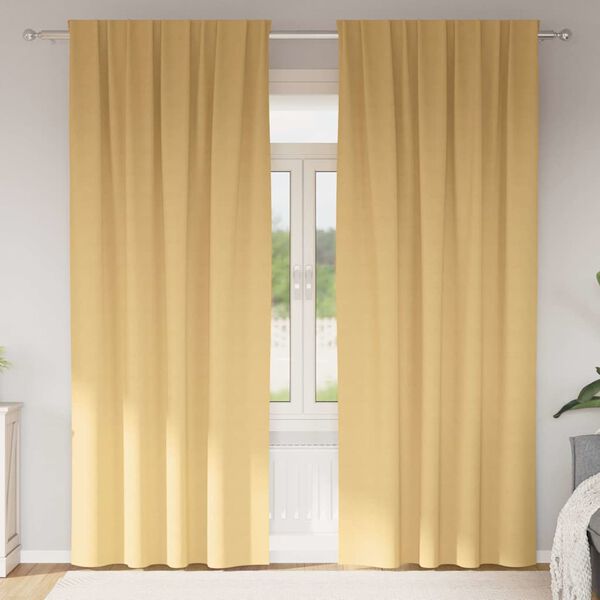 vidaXL Verdunkelungs-Vorh&auml;nge mit Ringen 2 pcs Beige 225 x 140 cm