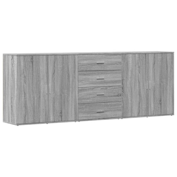 vidaXL Sideboards 3 Stk. Grau Sonoma Holzwerkstoff