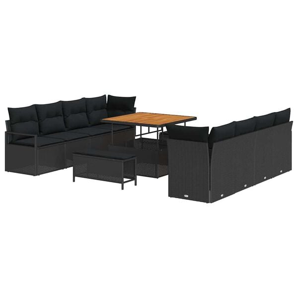 vidaXL Garten-Sofa-Set mit Kissen mit Kissen Schwarz 100 x 100 x 71 cm