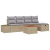 vidaXL Gartensofa-set mit Kissen mit Speicher 6 pcs Beige Poly Rattan