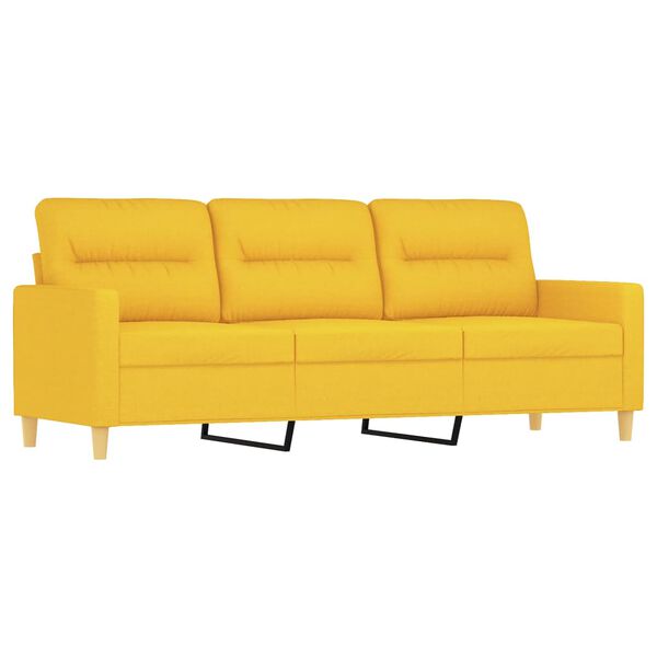 vidaXL 3-Sitzer-Sofa mit Kissen Hellgelb 210 cm Stoff