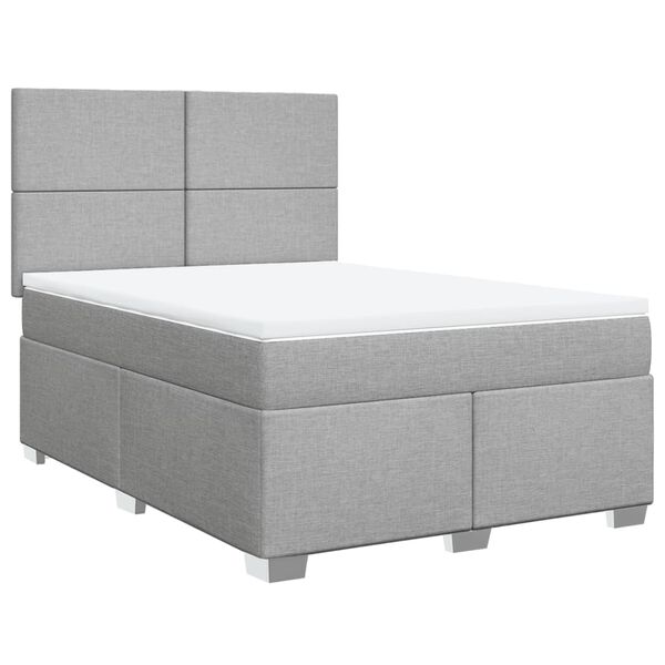 vidaXL Boxspringbett mit Matratze Hellgrau 140x190 cm Stoff