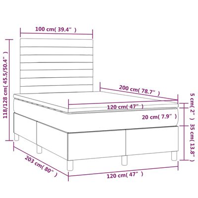 vidaXL Boxspringbett mit Matratze & LED Schwarz 120x200 cm Stoff