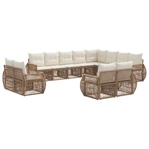 vidaXL Gartensofa-set 12 pcs Beige und Cremewei&szlig; Poly-Rattan