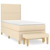 vidaXL Boxspringbett mit Matratze Creme 90x190 cm Stoff