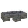 vidaXL 7-tlg. Garten-Lounge-Set mit Kissen Poly Rattan Grau