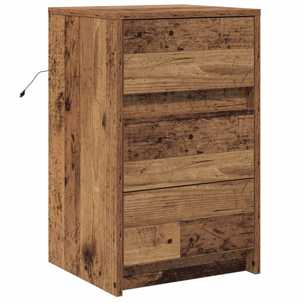 vidaXL Nachttisch mit Schubladen Altholz 38 x 34 x 61 cm Holzwerkstoff