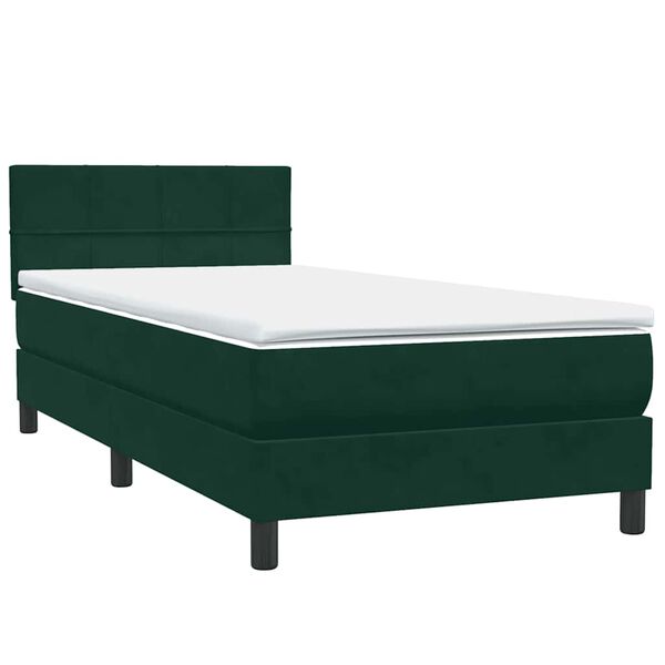vidaXL Boxspringbett mit Matratze Dunkelgr&uuml;n 90x220 cm Samt