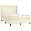 vidaXL Boxspringbett mit Matratze & LED Creme 140x190 cm Kunstleder