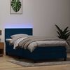 vidaXL Boxspringbett mit Matratze & LED Dunkelblau 100x220 cm Samt