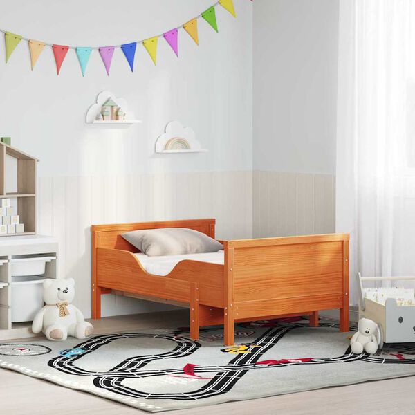 vidaXL Bettrahmen mit Matratze Braun 80 x 200 cm Massives Kiefernholz