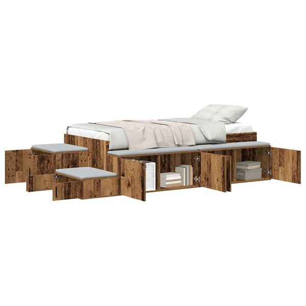 vidaXL Bett mit Stauraum Altholz 244 x 127 x 53.5 cm Holzwerkstoff