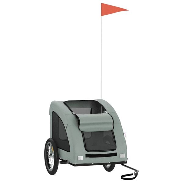 vidaXL Fahrradanhänger Hunde Grau Oxford-Gewebe und Eisen