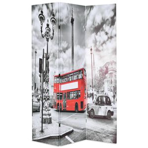 vidaXL Raumteiler klappbar 120 x 170 cm London Bus Schwarz-Wei&szlig;