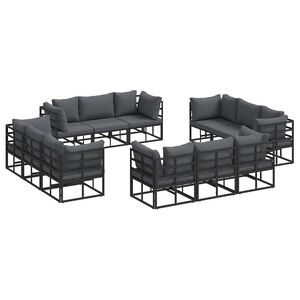 vidaXL Gartensofa-set 12 pcs Schwarz Metall