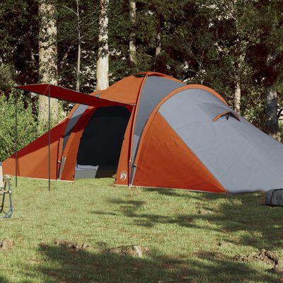 vidaXL Campingzelt 6 Personen Grau und Orange Wasserfest