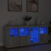vidaXL Sideboard mit LED-Leuchten Grau Sonoma 164x37x67 cm
