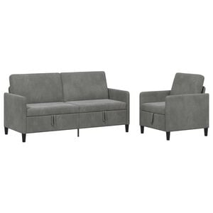 vidaXL Sofa Set mit Stauraum 2 stk. Dunkelgrau Polyester