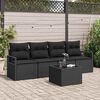 vidaXL Sofa Set mit Kissen mit Speicher 5 pcs Schwarz Poly-Rattan