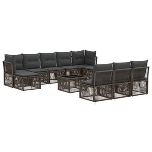 vidaXL Gartensofa-set 11 stk. Grau Poly-Rattan