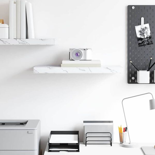 vidaXL Wandregal Wandmontiert Wei&szlig; Marmor 50 x 23 x 4 cm Holzwerkstoff