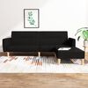 vidaXL Schlafsofa 2-Sitzer mit Fu&szlig;hocker Schwarz Stoff