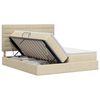 vidaXL Aufbewahrungsbett mit Kopfteil Creme 200 x 200 cm Stoff