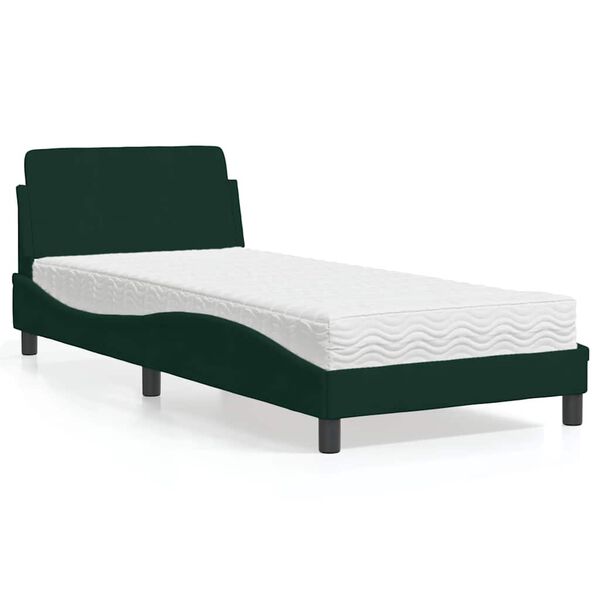 vidaXL Bett mit Matratze "Dover" Dunkelgr&uuml;n 90x200 cm Samt