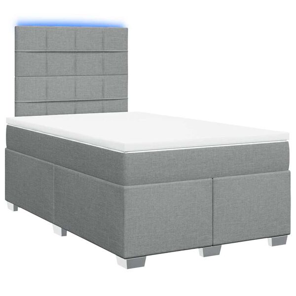 vidaXL Boxspringbett mit Matratze Hellgrau 120x200 cm Stoff