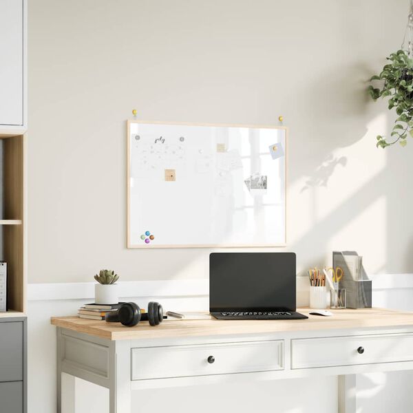 vidaXL Magnetisches Whiteboard mit Rahmen aus massivem Kiefernholz 80 x 55 cm