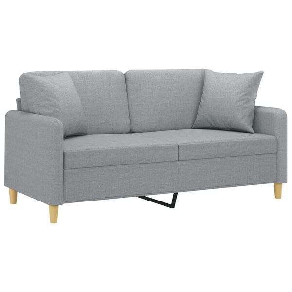 vidaXL 2-Sitzer-Sofa mit Zierkissen Hellgrau 140 cm Stoff