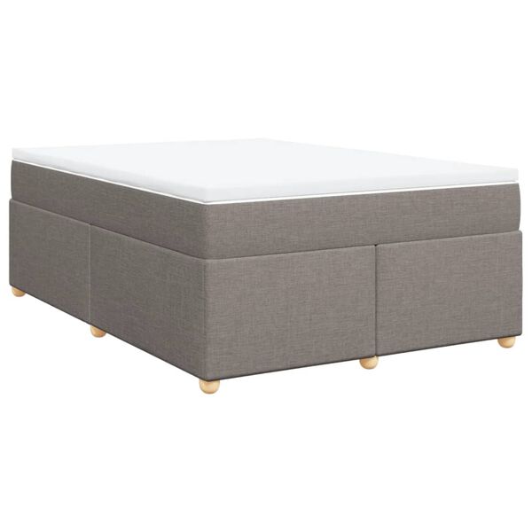 vidaXL Boxspringbett mit Matratze Taupe 160x200 cm Stoff