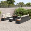 vidaXL Gartensofa-set mit Kissen 10 pcs Schwarz Poly Rattan