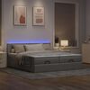 vidaXL Ottoman-Bett mit Matratzen & LEDs Hellgrau 200x200 cm Stoff